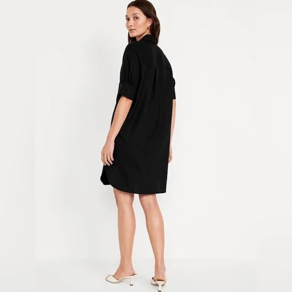 NWT! Black Linen-Blend Shirt Dress - Multiple Sizes💛 - Picture 2 of 10